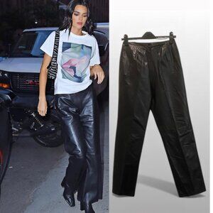 Danier Black Leather High Waist Relax Fit Pants Size 8 | Soft Luxe, Comfortable,